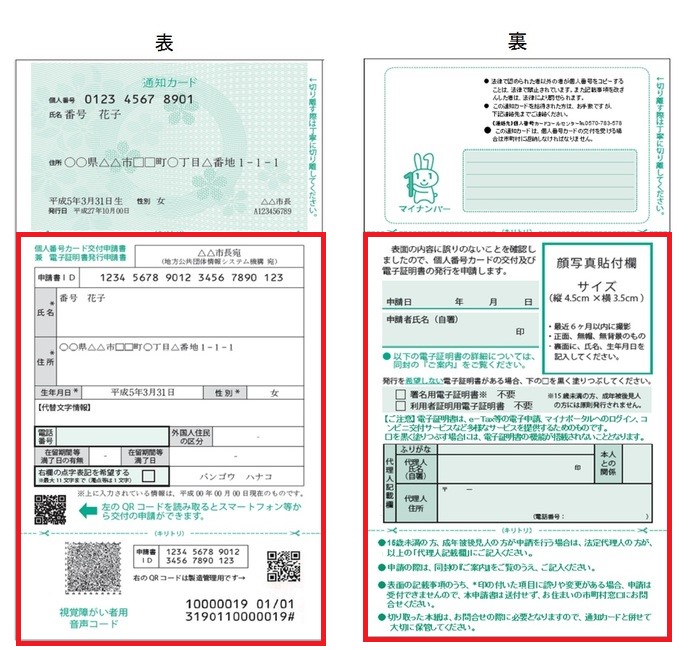 通知カードの見本画像