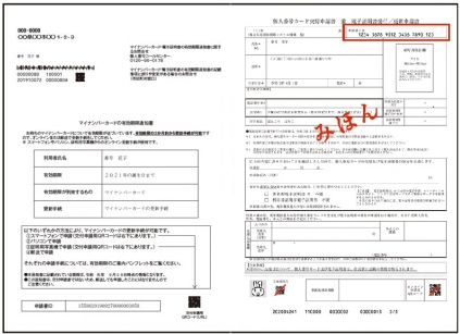 有効期限通知書と再交付申請書の見本画像