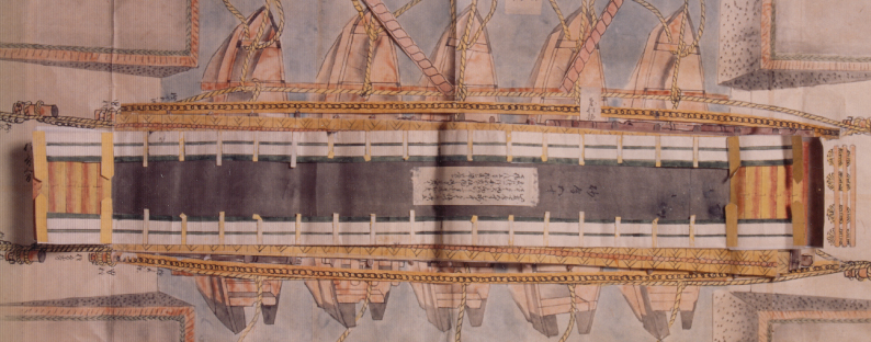 日光道中武州栗橋宿総州中田宿境房川渡船橋掛絵図1