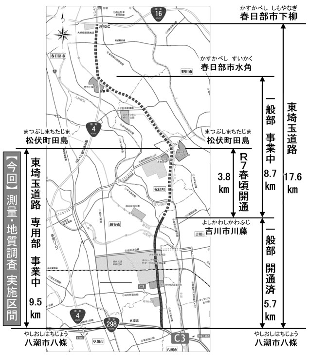 都市計画道路「東埼玉道路」平面図