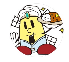 料理を持った笑顔のマップーが描かれたイラスト