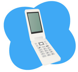 白い折りたたみ式携帯電話が青い背景の上に置かれている画像